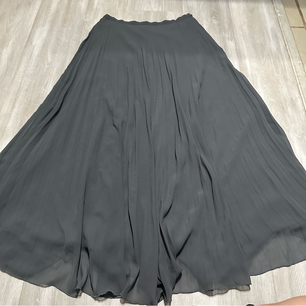 Garnet Hill Gray Pleated Lined Maxi Skirt Sz 6